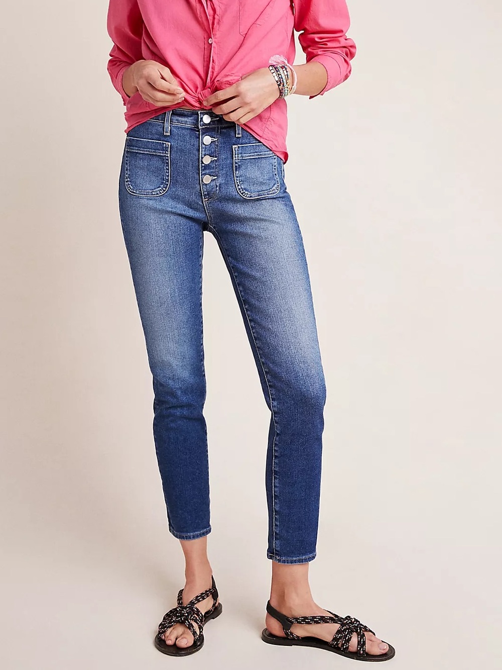Anthropologie AG Stevie Button Up Slim Straight Ankle Jeans 28R
